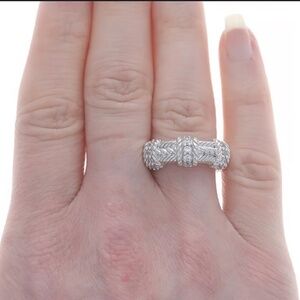 Judith Ripka sterling silver rope band 925 CZ ring size 6
